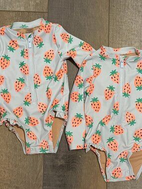 Lot of 2 Twin Girl Old Navy Bathing Suits 12-18m
